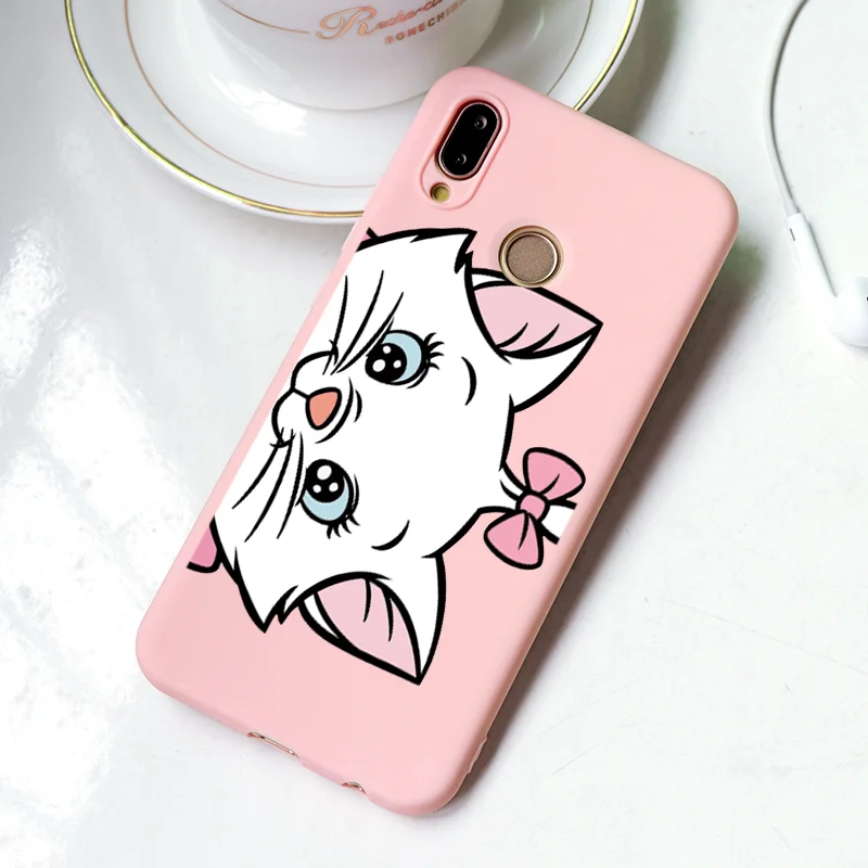hbhdjmao Розовый матовый чехол с милым мультяшным котом для huawei P20 Lite P30 mate 10 20 Honor 20i 10i 8X 7A Pro 9 10 20 Lite Y9 P Smart чехол - Цвет: hbhdjmao