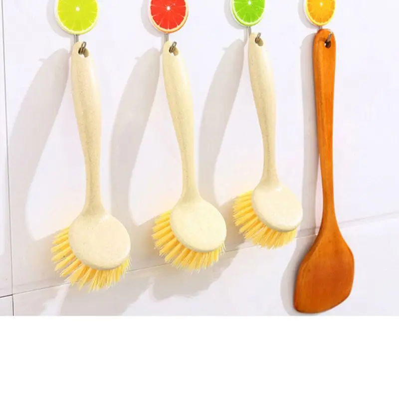 

Щетка для чистки с длинной ручкой, кухонные принадлежности для чистки, мягкая щетка для волос из пшеничной соломы