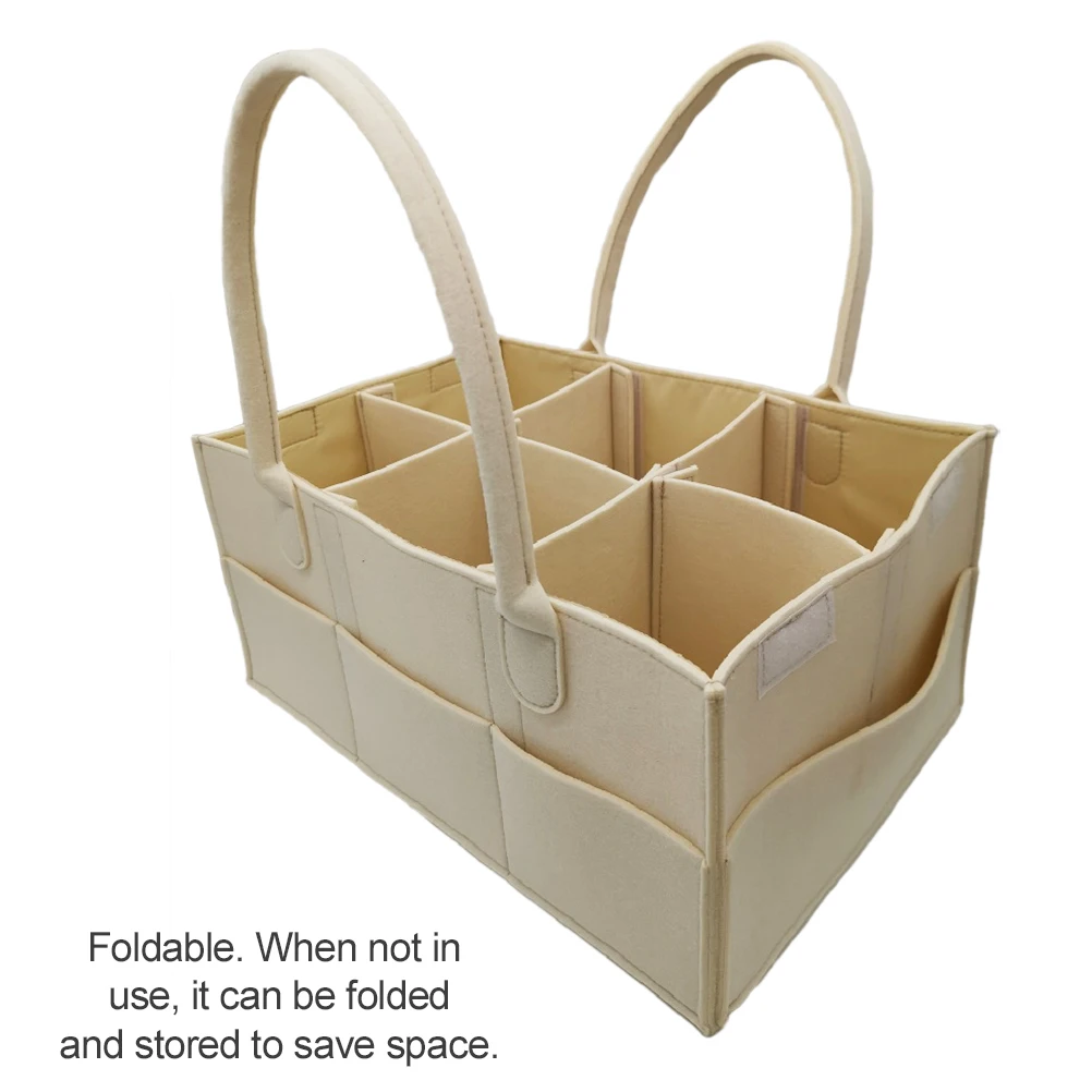 Felt Storage Bag Baskets Foldable Laundry Basket with Handle Multi-pocket Diaper Holder ClothesHome | Дом и сад