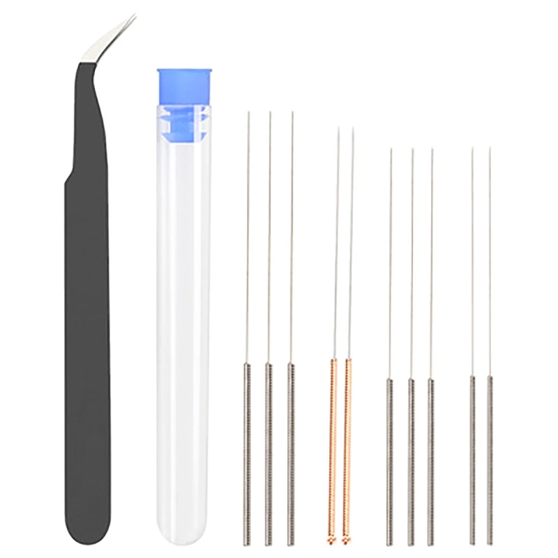 

12 шт. иглы из нержавеющей стали 0,4 мм и 1 шт. Пинцет Набор инструментов для очистки сопла аксессуаров для 3D принтера
