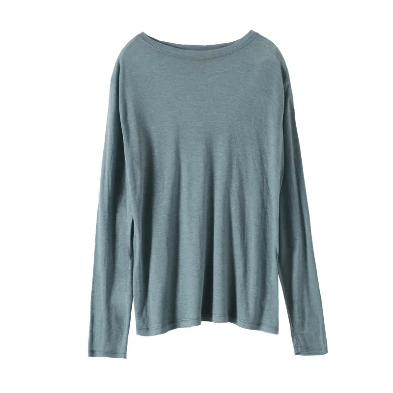 

The New Summer 2020 Korean Long-sleeved T-shirt for Women with Long Sleeves and Round Neck Women's Dresses Made of Silk and Wool