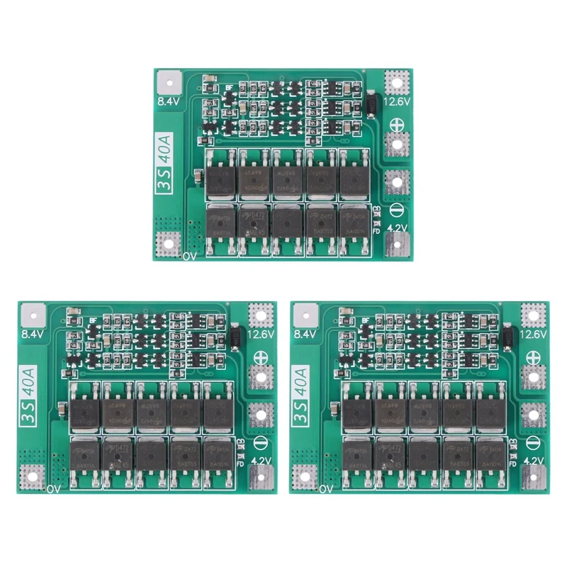 

3X 3S 40A 18650 Li-Ion Lithium Battery Charger Protection Board Pcb Bms for Drill Motor 11.1V 12.6V Lipo Cell Module