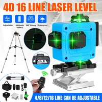 16 lines 4d green laser level self leveling 360 degrees horizontal and vertical cross lines green laser line with tripod battery