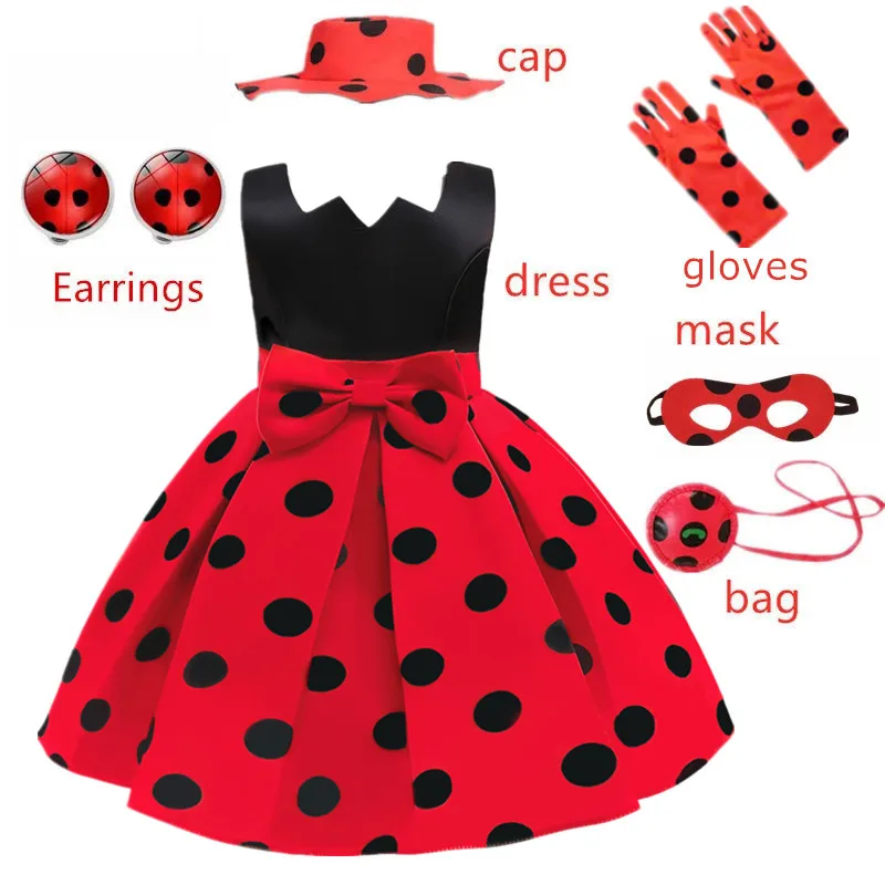 Карнавальное платье для девочек на день рождения красная жука игрушки ретро