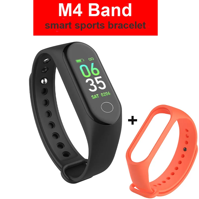 M4 black orangestrap M4 M3 Смарт-часы Браслет фитнес-трекер спортивный браслет цветной экран Смарт-браслет для iPhone Xiaomi Band Watch - Цвет: M4 black orangestrap