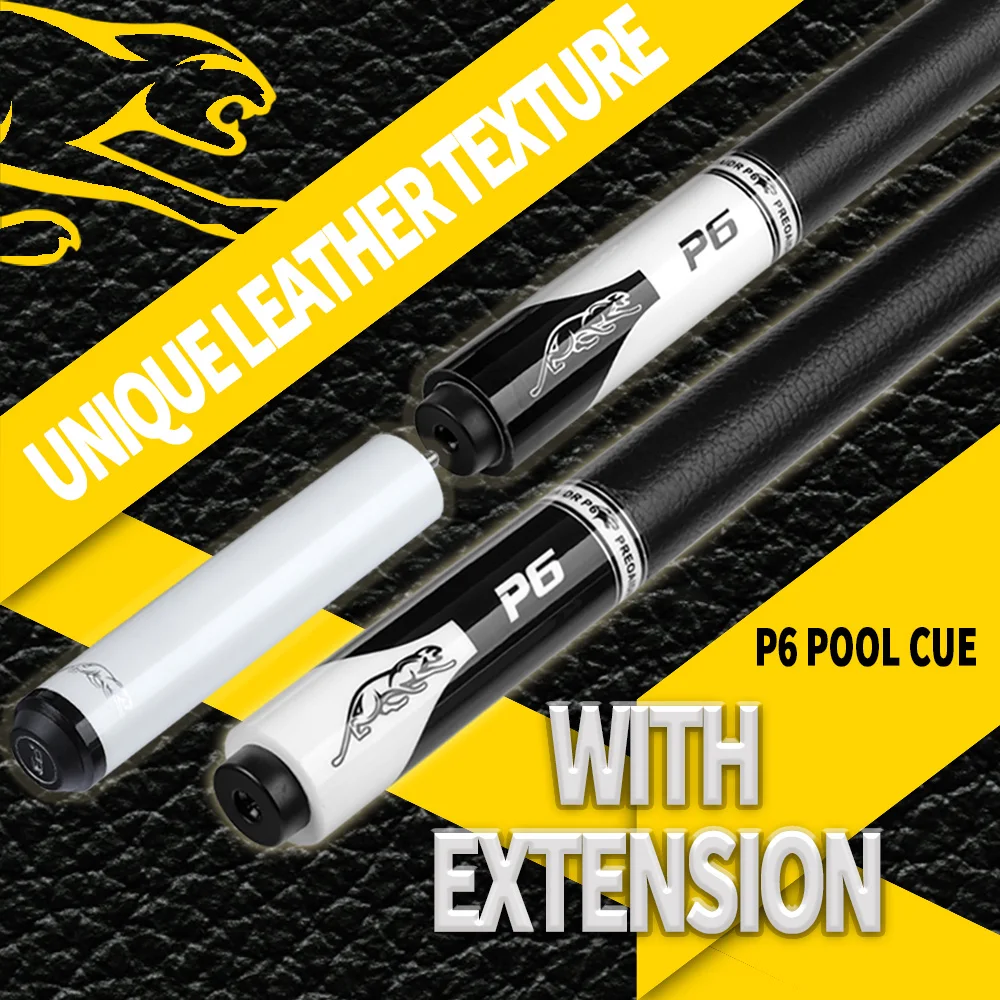 

PREOAIDR 3142 P6 Pool Cue 13/11.5/10mm Tips Black/White Color Pool Cue Case Set with Extension with Case Billiard Stick Kit