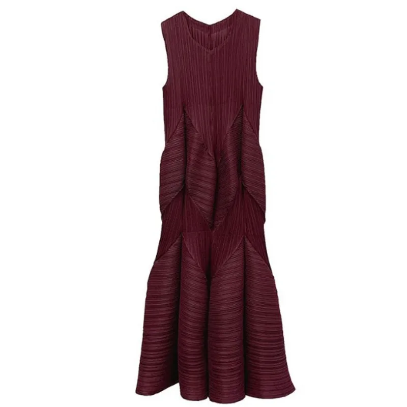 Платье LANMREM женское свободного кроя однотонное плиссированное платье-фонарик