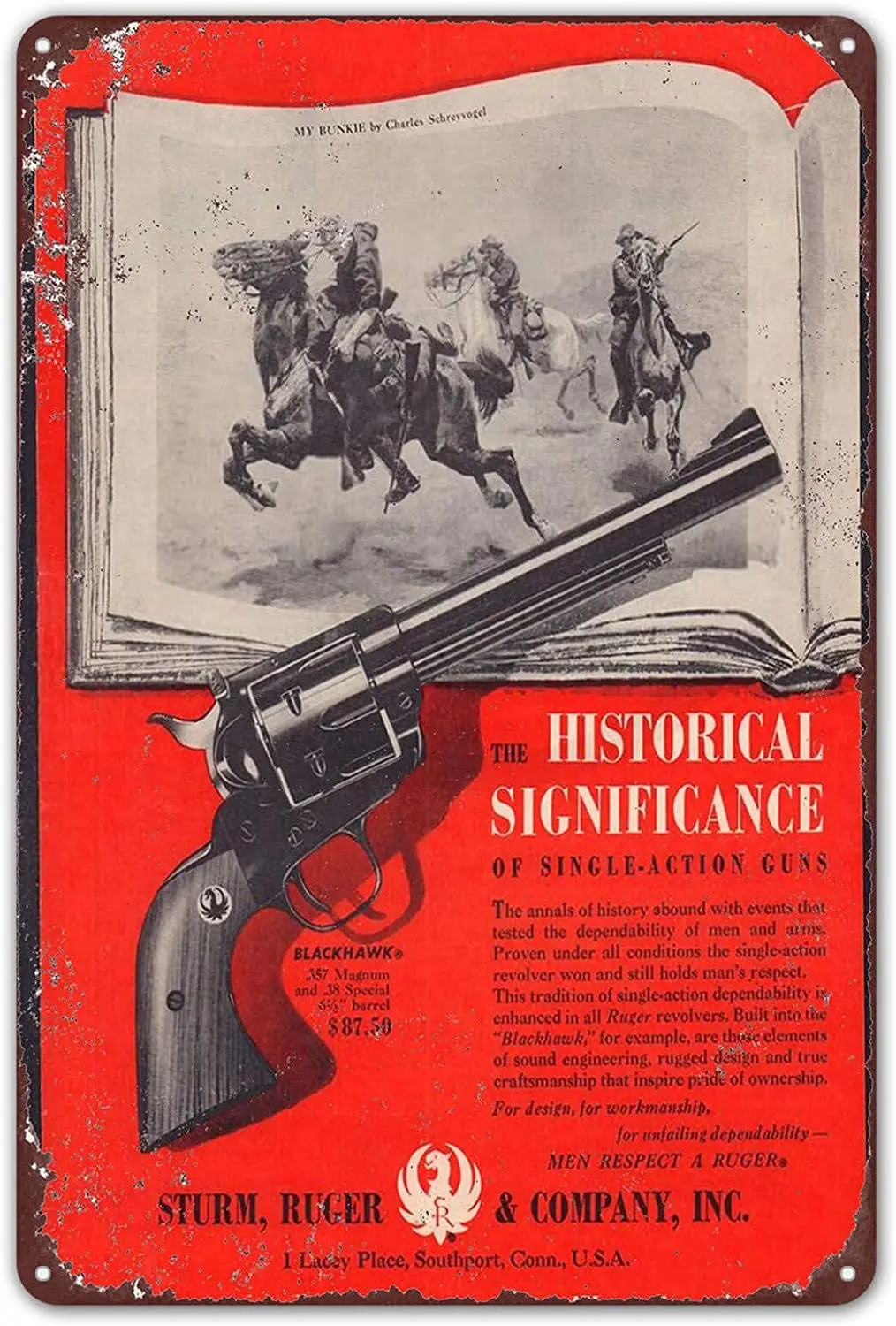 Металлические знаки Tin Sturm Ruger &amp Company .357 Magnum Blackhawk воспроизведение Настенный декор