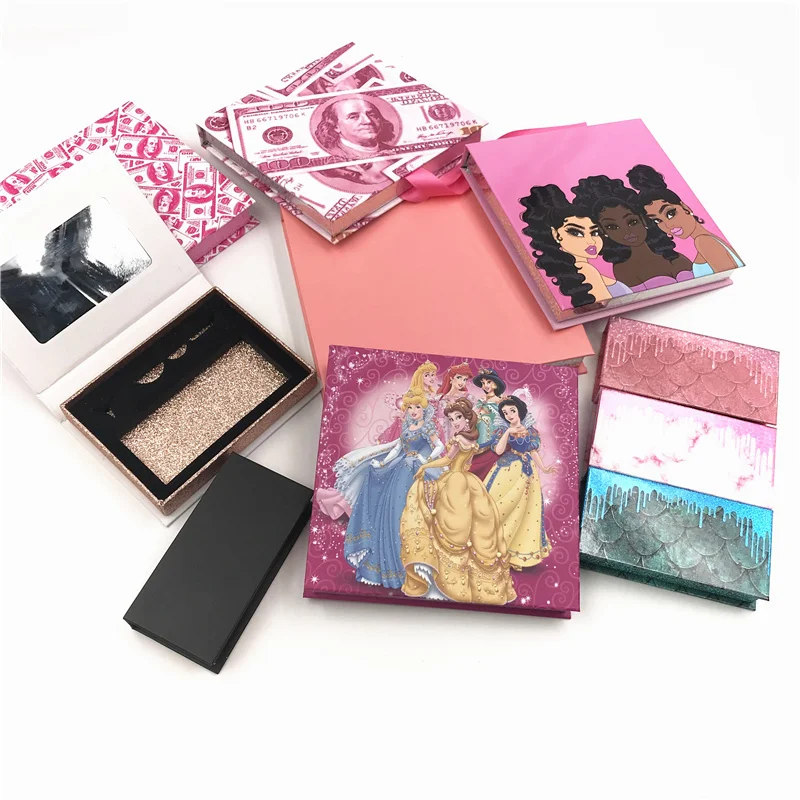 

Holographic lash book print logo Wholesale Eyelash Packaging Newest Empty Lash Case with Tray 25mm Mink Lash Boxes Packaging