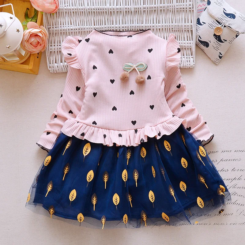 BibiCola Autumn Winter Children Thick Bow Plaid Long Sleeve Woolen dresses baby Girls Cotton Dress kids Chinese style outerwear | Детская