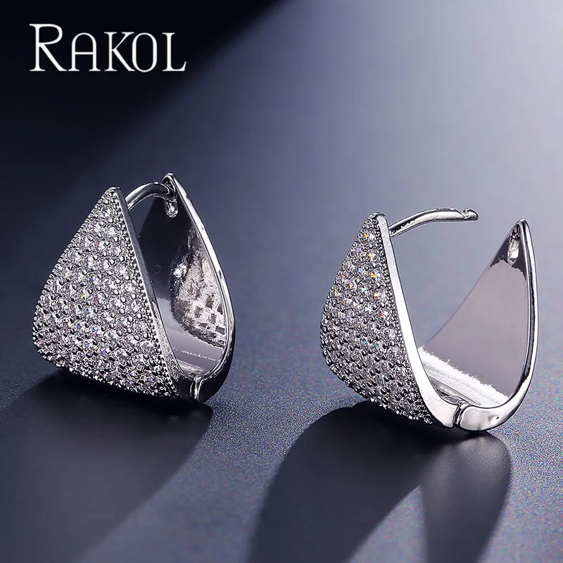 White 6 RAKOL queen AAA циркония кристалл белый цвет маленькие милые серьги-кольца для женщин Роскошные свадебные украшения подарок на день рождения RE0599K - Окраска металла: White 6