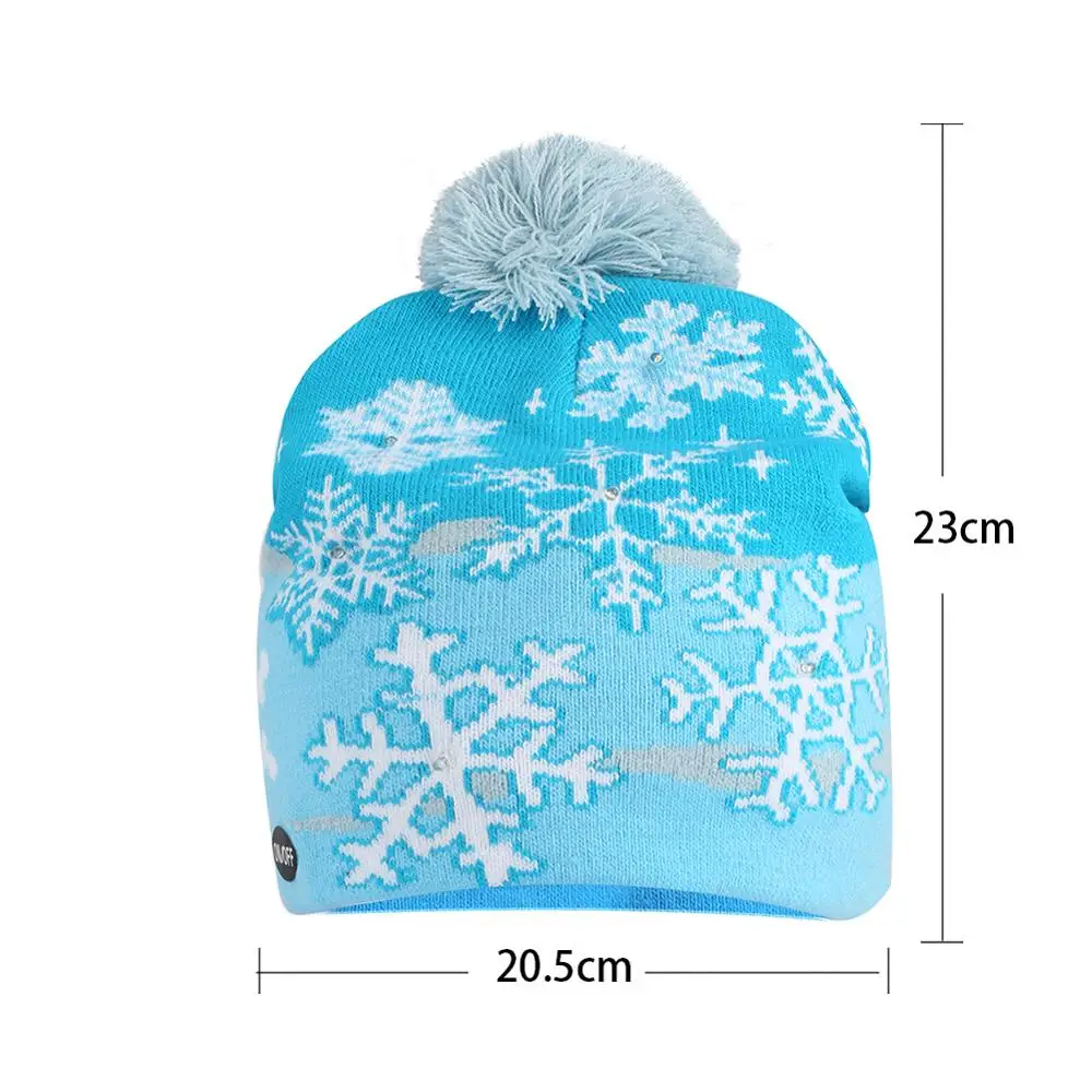 Синие Шапки с помпоном светодиодный светильник женские зимние шапки