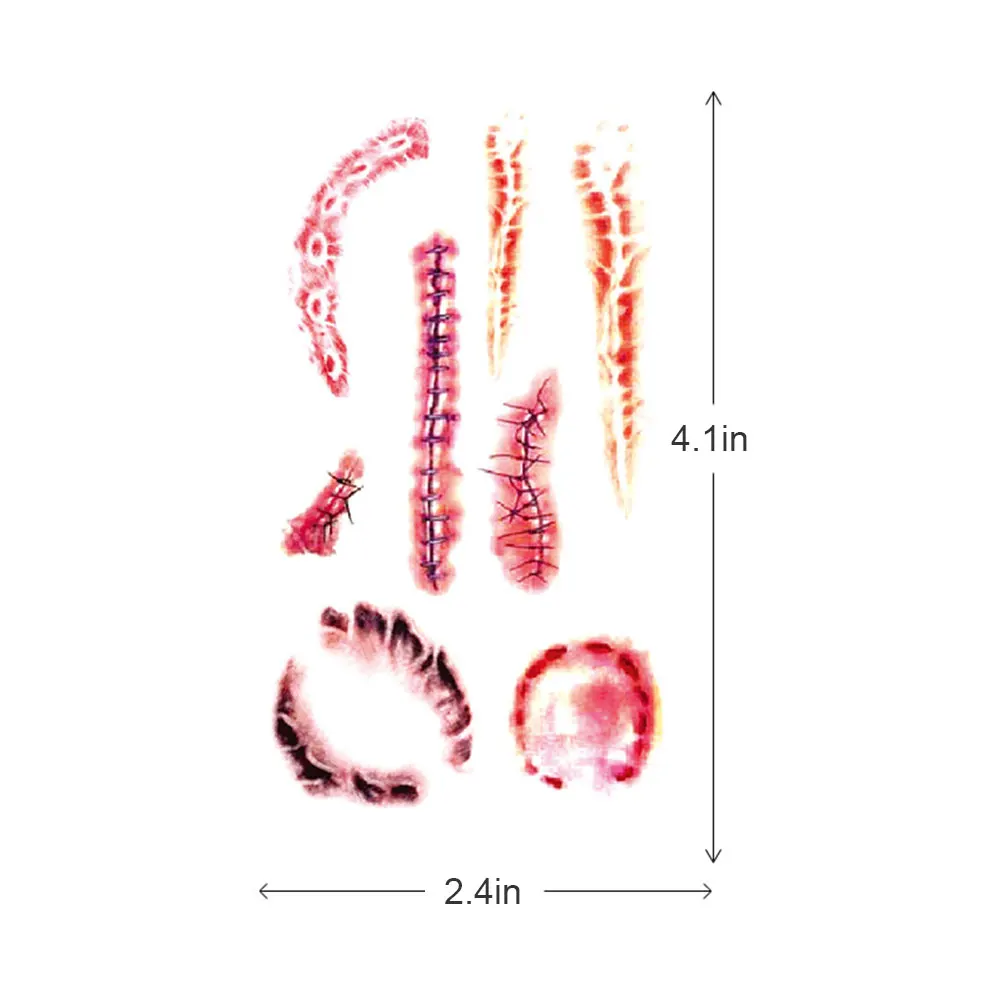 11 шт. 2019 искусственная Татуировка Хэллоуин ужасная рана временная татуировка