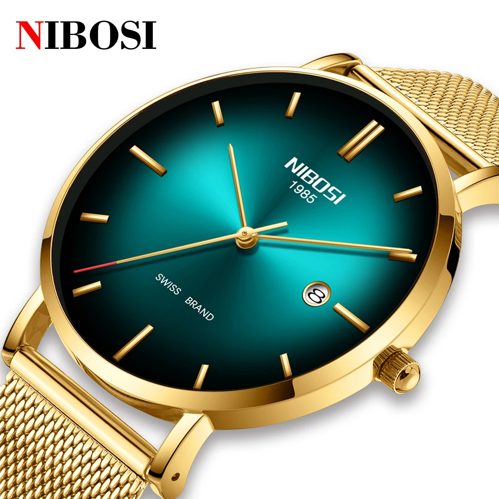 

NIBOSI Top Brand Men Watches Business Quartz Watch Men's Stainless Steel Band 30M Waterproof Date Wristwatches Relogio Masculino
