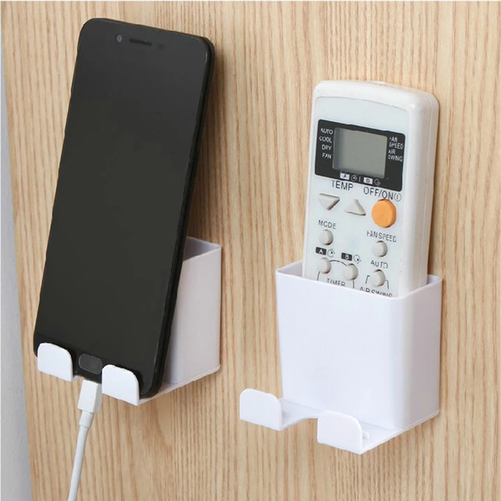 Wall Mounted Tv Remote Control Holder Air Conditioner Storage Case Mobile Phone Plug Rack Stand Container Shelf 7 | Дом и сад