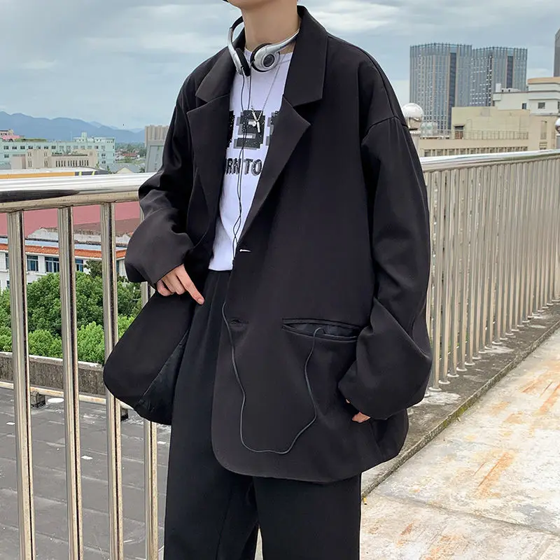 

2020 Spring And Autumn New Youth Popular Men's Loose Solid Color Korean Fashion Casual Suit Suit Clothes + Pants Khaki/Black