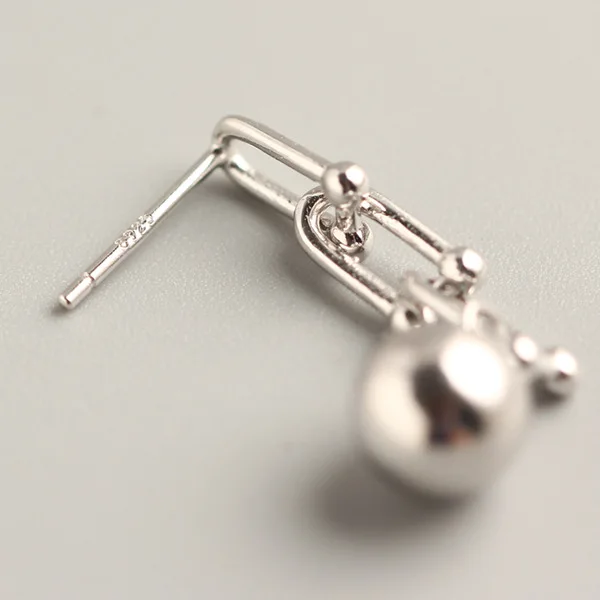 

Fashion 925 Sterling Silver Glossy Round beads All-Match Ring Simple Accessories Unisex Personalized Earrings Jewelry Gift