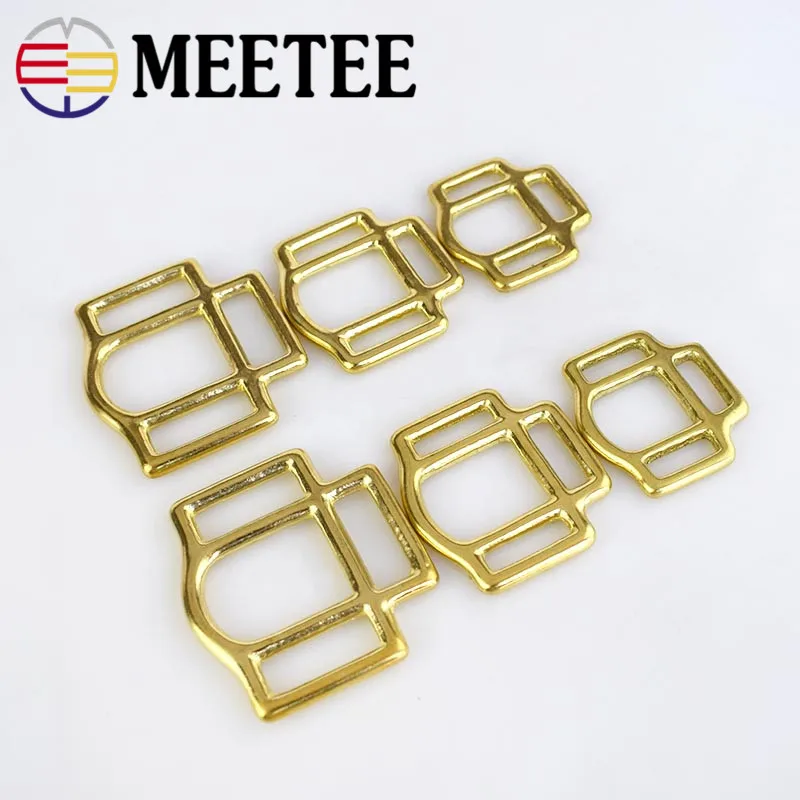 Meetee 2/8 шт. сумки из чистой меди пряжка с Трехходовой латунной пряжкой кожаный