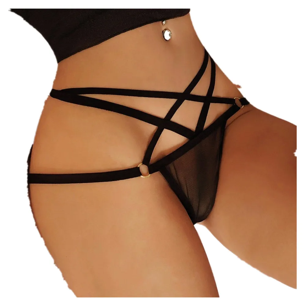 

Sexy Women Low-Rise Bandage Lace Printing Transparent Panties G-string Thongs Bikini Briefs Knickers Seamless Underwear S-6XL