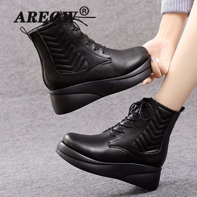 

Lace Up High Heel Zipper Women's Chelsea Ankle Boots 2022 Winter New Round Head Fashion Platfrom Women's Sneakers Casual Shoes
