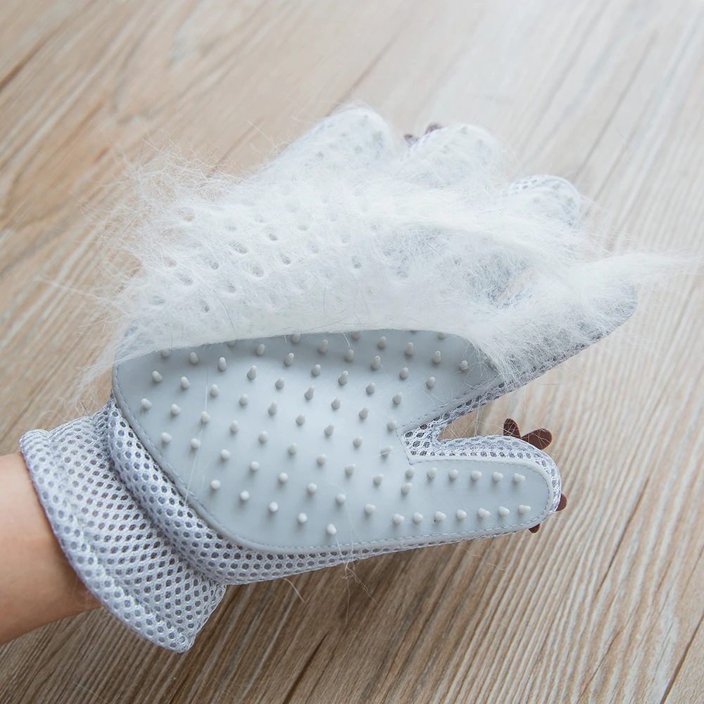 Трогательная кошка собака меховые перчатки удаление очистки волос душ Массажная