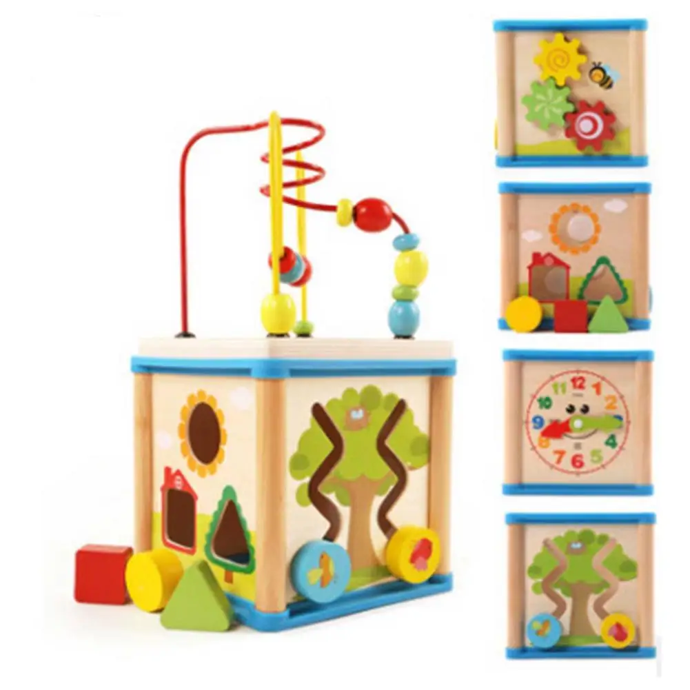 Детские деревянные игрушки Монтессори круги бусины проволока лабиринт