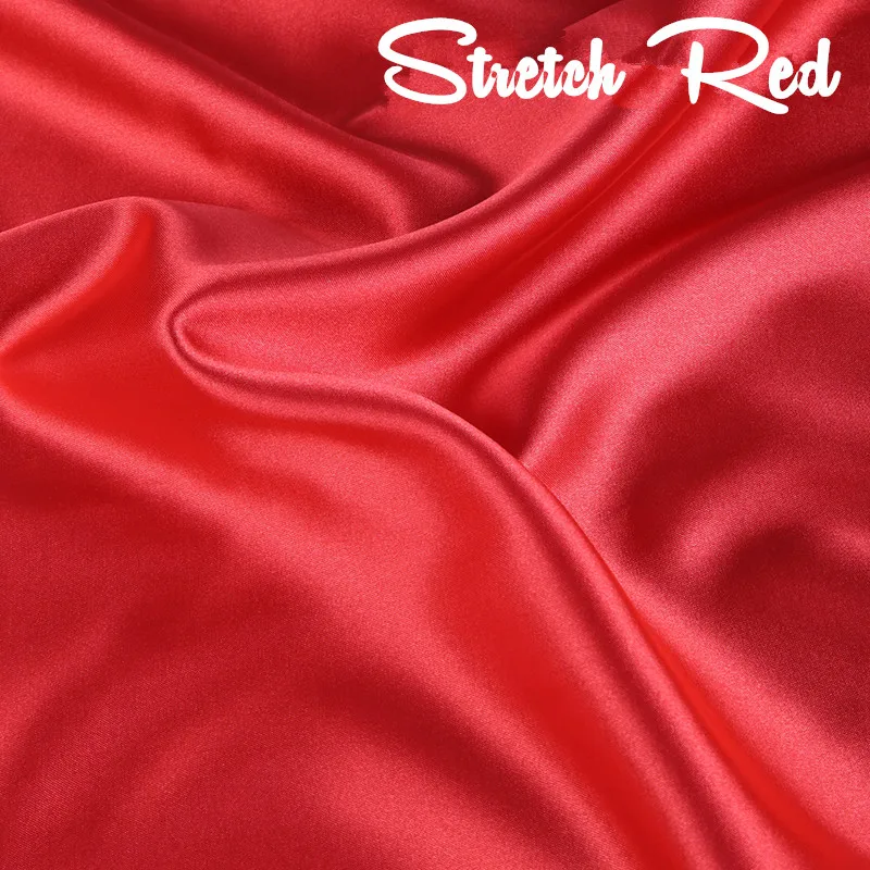 Elastic Red Эластичная атласная ткань шелк Cheongsam ткань атласная одежда юбка подкладка чистый цвет имитация шелка цвет Ding ткань - Цвет: Elastic Red