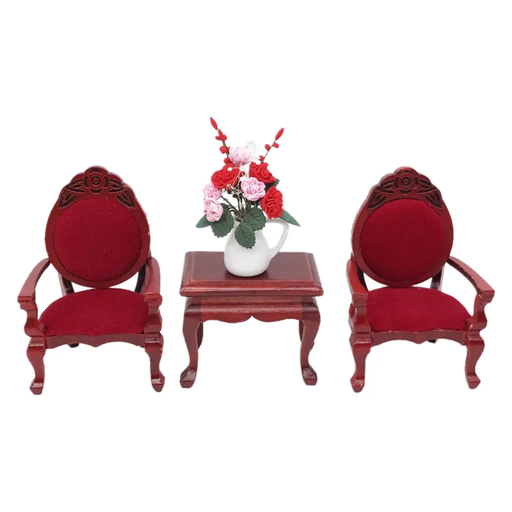 

COMPUDA Vintage Mini Dollhouse Furniture Carved Chairs Miniature Kids Pretend Play Toys