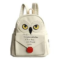 cute owl and letter casual small bag women girls bag beige pu leather backpack school bag shoulders bag gift