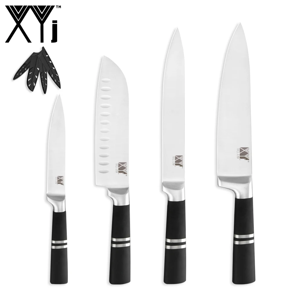 F.5pcs set XYj кухонные ножи из нержавеющей стали 7 шт набор Нескользящая ручка нож шеф-повара Сумка КРЫШКА Мясо Фрукты отель кухонные принадлежности - Цвет: F.5pcs set