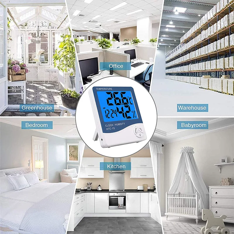 

HLZS-2 Pcs Backlight Digital Thermometer Hygrometer Humidity Meter Indoor LCD Digital Hygrometer for Home Office Bedroom