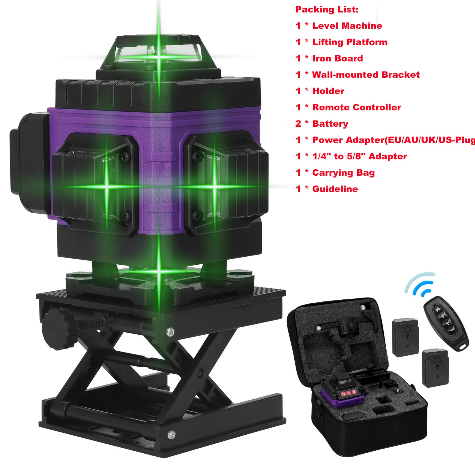 Лазерный уровень 4D горизонтальные линии с 16 линиями функция самовыравнивания на