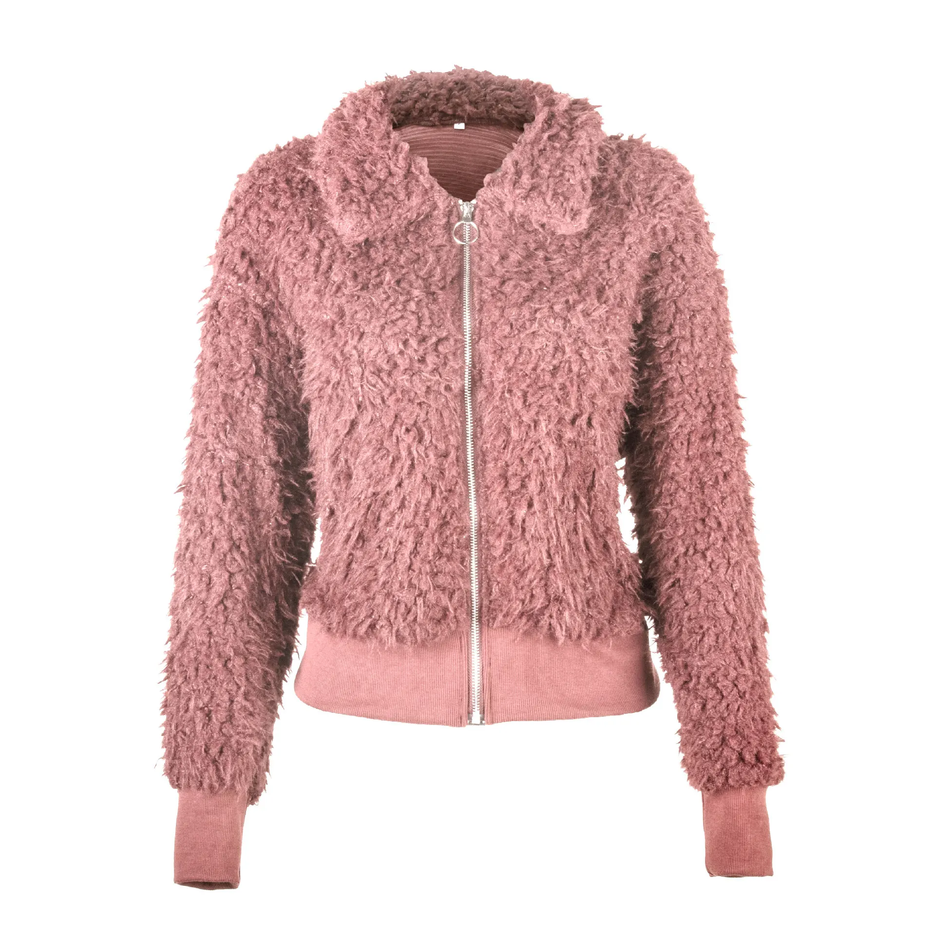 Зима, пальто для женщин, S-3XL, короткая куртка из искусственного меха, Женское пальто из искусственного меха на молнии, плюшевые пальто для девушек, плюшевое пальто, теплое, 1AKAK24 - Цвет: Розовый