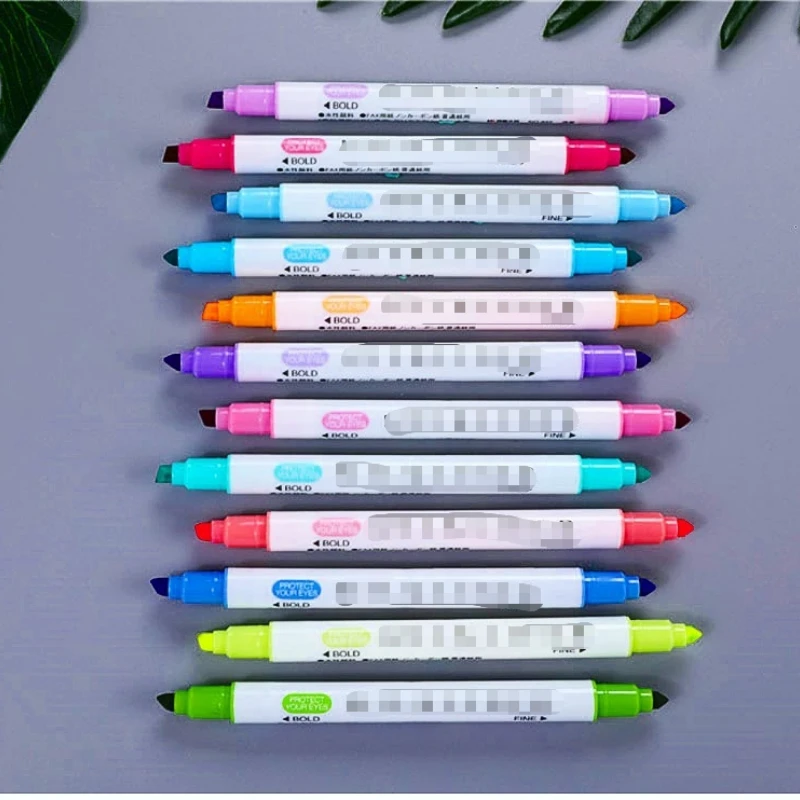 

1 Pcs Set Japanese Stationery Zebra Mild Liner Double Headed Watercolor Fluorescent Pen Pastel Marker Brush Pen Highlighter