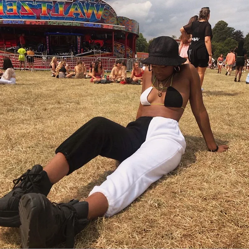 

WEPBEL Women Patchwork Sweatpants Casual Fashion Hip Hop High Waist Sport Running Jogging Harem Pants Jogger Baggy Trousers