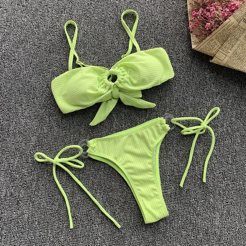 

Women Sexy Two-Piece Swim Suit Underwear Set Sling Backless Bandage Lingerie Set Women's Transparent Banded Underwear Set