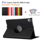 Вращающийся на 360 градусов чехол для Lenovo Tab P11 TB-J606F 11, чехол из искусственной кожи с автоматическим переходом в спящий режим и пробуждением, защитный флип-чехол с подставкой и ручкой