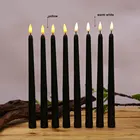12 штук беспламенных черных светодиодов свечи для Хэллоуина, мерцасветильник, теплый белыйжелтый пластиковый фальшивый Аккумулятор для окна церкви
