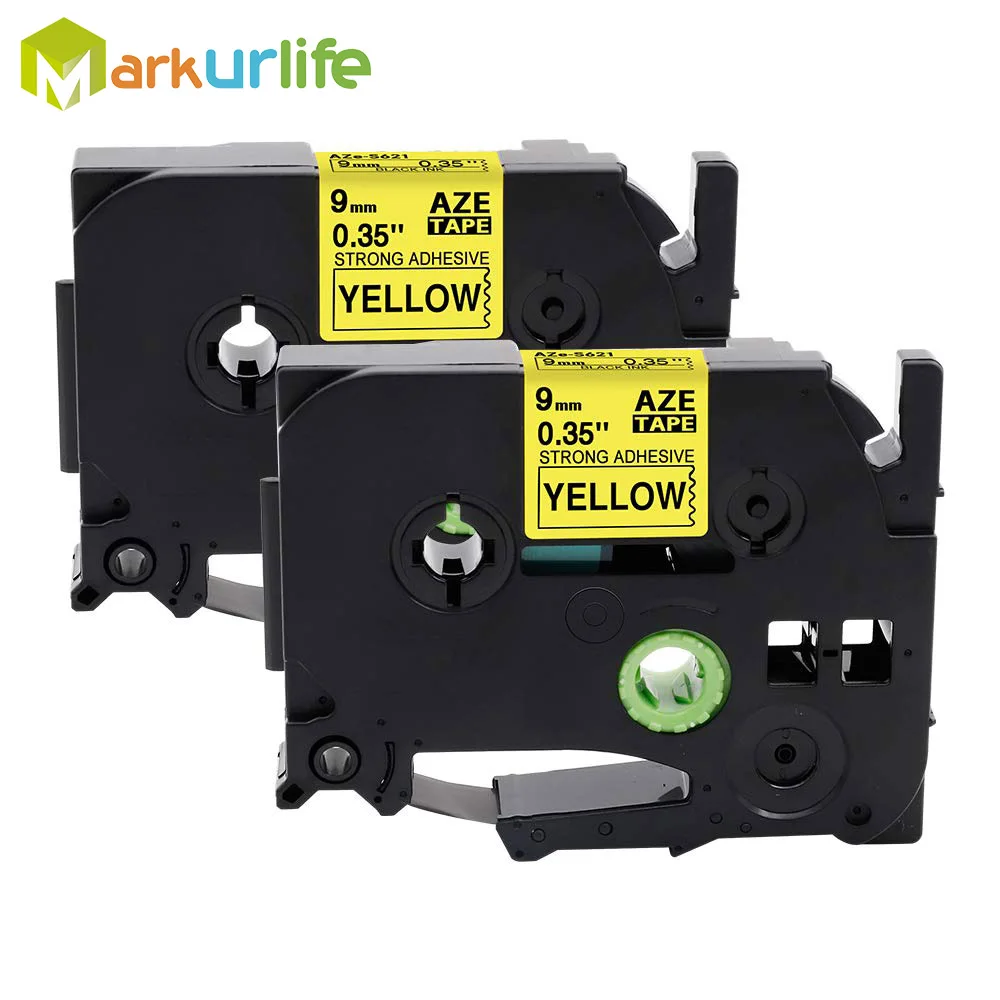Markurlife офисная этикетировочная лента черная на желтом 9 мм совместимая с