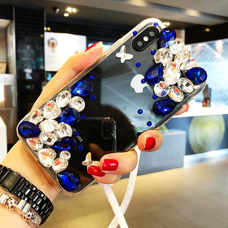 

Glitter Bling Case for OPPO A9 A5 2020 Realme XT X2 6 5 3 Pro C2 K5 Reno 2 2Z 2F 3 4 Pro Necklace Lanyard Strap Phone Cover NEW