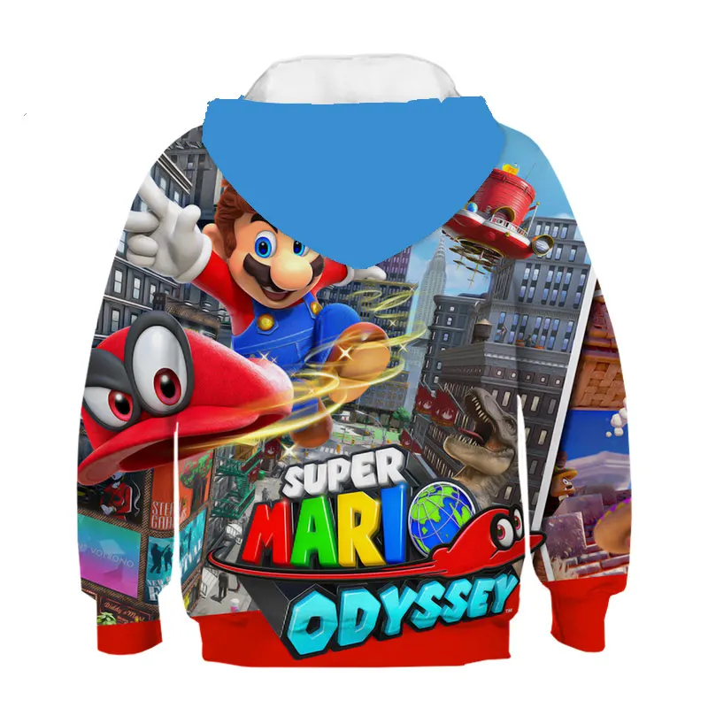 

Fall 2021 new 3D cartoon children boy girl Mario sweatshirt 3D printing hoodie sports pullover