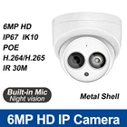 Сетевая купольная мини-IP-камера Dahua, металлический чехол с встроенным микрофоном для сетей видеонаблюдения HD POE, дальность 30 м, IK10