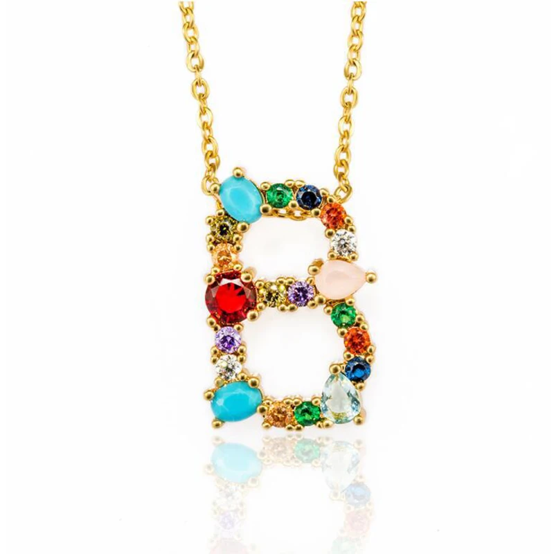 A Z буквы бриллиантовые цветные ожерелья с подвеской кулоном для женщин декор