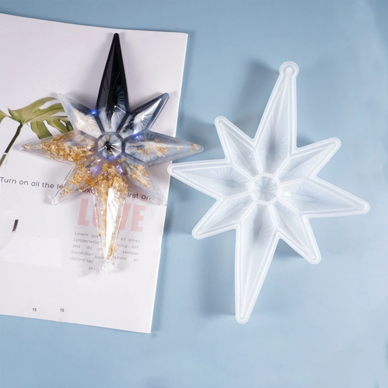 

6Pcs Christmas Theme Silicone Resin Casting Mold Kit Epoxy Resin Pendant Mold with Hanging Hole, Including Snowflake
