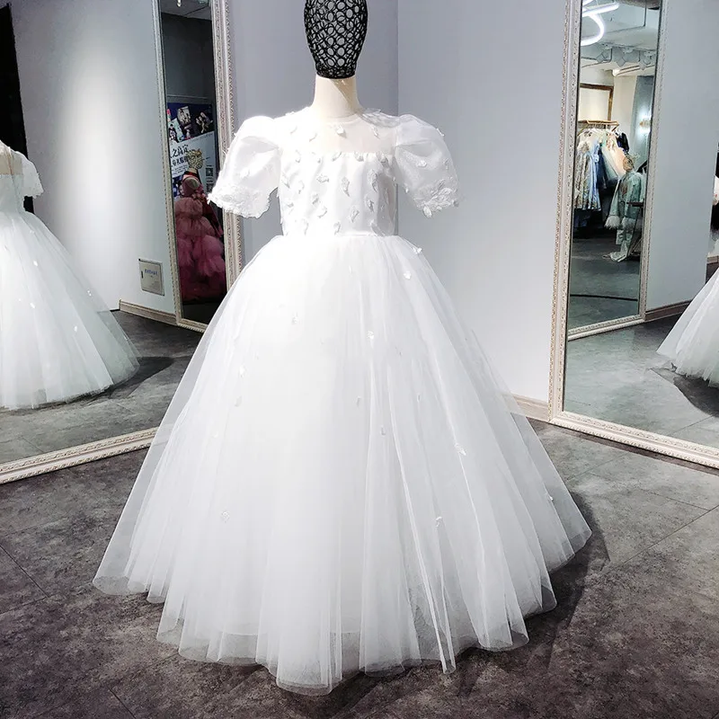 

Пышное кружевное бальное платье из тюля, платье принцессы с цветочным принтом, иллюзия, свадебное праздничное платье для первого причастия