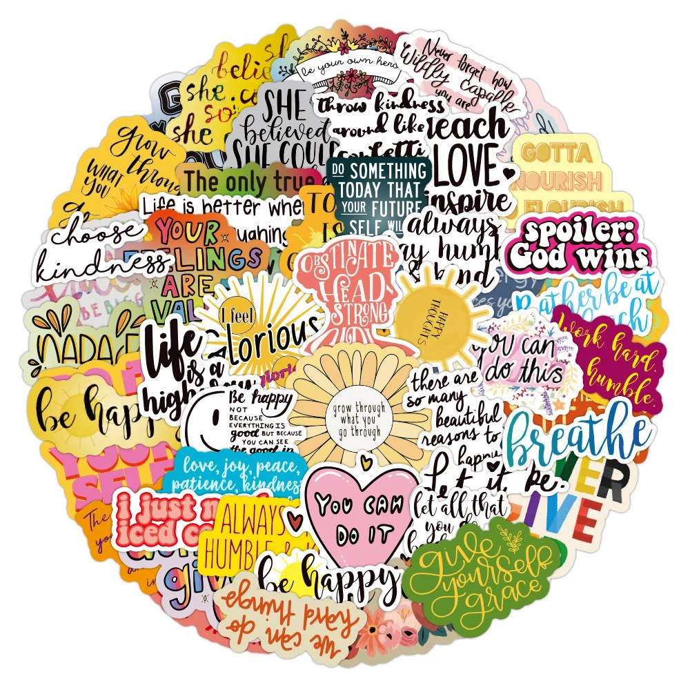 103050100pcs motivational phrases sticker quotes sentences waterproof for laptop phone office study room graffiti decal toy free global shipping