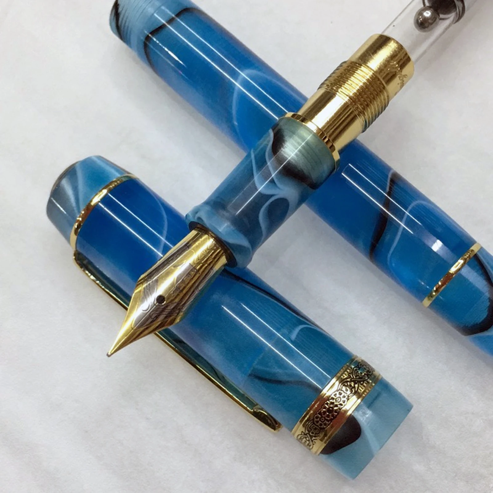 

New Kaigelu 316A Marble Blue Acrylic Celluloid Fountain Pen Iridium EF F M Nib Classic Pen Beautiful Blue-Black Business Ink Pen