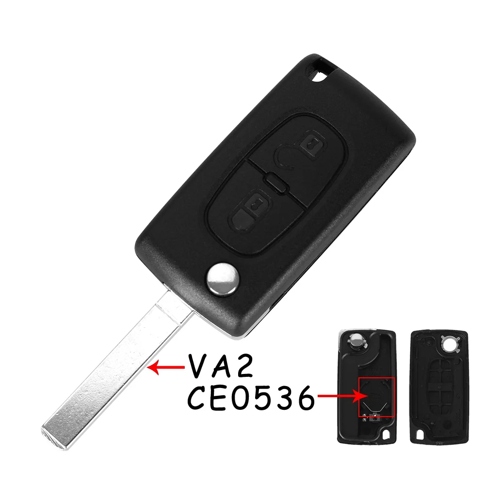 KEYYOU 2 кнопки флип складной чехол для дистанционного ключа от машины оболочки для Citroen C2 C3 C4 C5 C6 C8 с VA2/HCA лезвие CE0523/CE0536 - Количество кнопок: VA2 Blade CE0536