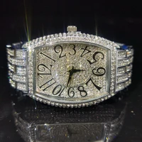 missfox classic wine barrel watch mens fashion full diamond large dial wristwatch man arabic numerals quartz watch man hot gift