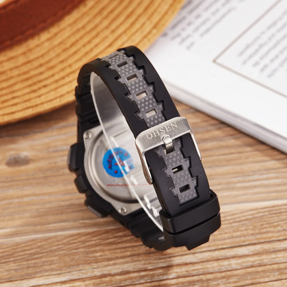 Водонепроницаемые цифровые часы для мальчиков и девочек модные черные детские